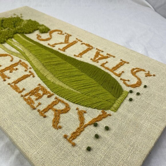 Vintage Paragon Needlecraft Crewel Stitchery Celery Stalks #0521 12x22" Finished - Picture 6 of 15
